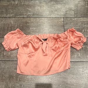 baby pink satin crop top from nasty gal